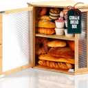 Corner Bread Box, Corner Breadbox, Bread Holder for Kitchen Counter, Bread Box Corner, Countertop Cabinet, Bread Shelf, Holder, Pastry Storage Bin, Pantry, Bamboo, Two Tier, Double Layer