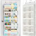 Yecaye Over The Door Organizer, 5 Tier Extra Large Behind Door Storage of 10 Compartments, 80lbs Heavy Duty Door Organizer Hanging with Clear Window for Closet Bedroom Pantry Bathroom, Beige