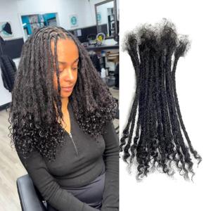 100% Real Human Hair 0.4cm Width 12 Inch Loc extensions Human Hair with Curly Ends 30 Strands Full Handmade Dreadlock Extensions Can be dyed and bleached for Men Women Kids