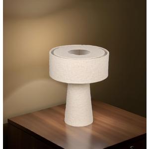 Cruisers Cach 13" Contemporary Boucle Fabric Table Lamp, Cream Color. Complete with Lampshade