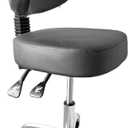 Rolling Stool Heavy Duty Super Soft Seat Cushion 360Swivel Supported Backrest Adjustable Height Upgraded Salon Stool Chair, Tattoo Facial Massage Spa Medical Home Office Black