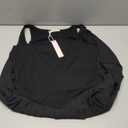 QINSEN Womens Square Neck Tennis Dress Pleated Sleeveless Built-in Shorts Golf Athletic Dress with Pockets (Large, Black)