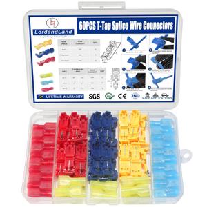 60 Pcs/30 Pairs Quick Splice Wire Terminals T-Tap Self-Stripping Nylon Fully Insulated Male Quick Disconnects for Automotive Wiring (22-10 AWG)