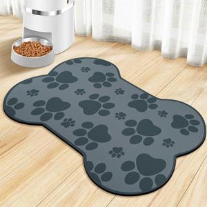 Dog Food Mats for Floors Waterproof, Dog Water Bowl Mat Pet Feeding Absorbent Mat Dog Placemats for Food and Water Grey 19 * 12 inch