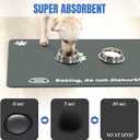 Extra Large Pet Food Mat, 36" x 24", Absorbent Dog Mat for Food and Water, Dog Feeding Mat to Protect Your Floors, Gray