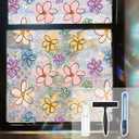 Window Privacy Film-Decorative Stained Glass Window Film Design, 45.2" x 78.7"