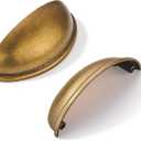 khtumeware 2 Pack 3-1/2" Drawer Pulls Antique Brass Cabinet Cup Pulls Kitchen Hardware Cabinet Handles Drawer Handles Knobs 3.5 inch Hole Center