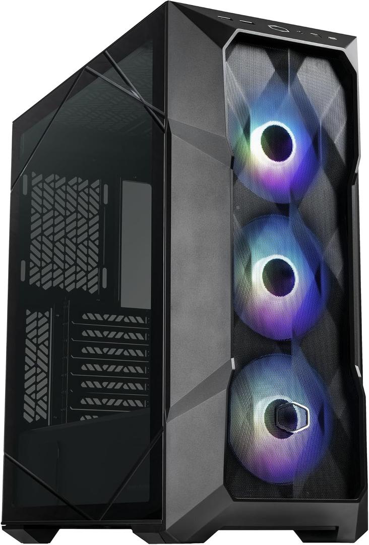 Cooler Master TD500 Mesh High Airflow ATX Mid-Tower Case, 4 CF120 ARGB Fans Included, Polygonal Mesh Front Panel, Tempered Glass, 360mm Radiator Support, RTX 5090 & RX 9070 XT Compatible