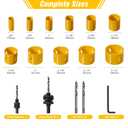 KATA Bi-Metal Hole Saw Kit, 18 Piece M42 Steel Hole Saw Set with 3/4"-2-1/2"(19-64mm) Saw Blades, Hole Saws Drill Bits Hole Cutter Kits with Storage Case, Holesaw Cutting for Thin Metal, Hard Wood