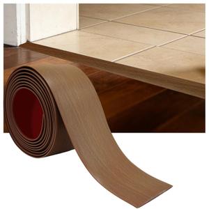 Floor Transition Strip Self Adhesive 5 ft x 3" Wider Vinyl Door Threshold, Floor Cover Strips for Floor Gaps Tiles Carpet Threshold Transition Teak Wood