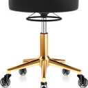 Rolling Stool Heavy Duty 450lbs - Reinforced with Golden Alloy Steel, Super Soft Thick Cushion, 360 Swivel, Smooth Rolling NO Noises, Adjustable Stool with Wheels for Massage Tattoo Spa, (Black)
