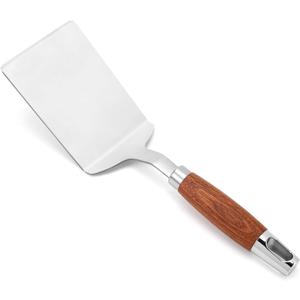 Stainless Steel Spatula Turner, Vayvnt Heavy Duty Metal Griddle Spatula for Cast Iron, Kitchen Flipper for Turning Serving, Beveled Edge & Wooden Handle, Great for Egg, Pancake, Fish, Cake, Burger