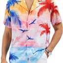 Hawaiian Shirt for Men Short Sleeve Floral Palm Button Down Tropical Vacation Beach Shirt (S)