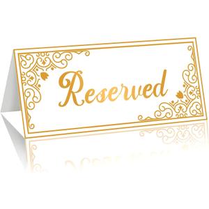 24 Pack Reserved Table Signs for Wedding, Double Sided Gold Reserved Row Seating Signs for Wedding Chairs Tables Tent Place Cards Reception Ceremony Restaurants Event