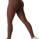 HIGORUN Women Workout Impact Leggings Scrunch Butt Lifting Gym Yoga Seamless Booty Leggings Dark Brown XS