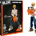 BLDR Chainsaw Man Denji and Pochita Building Set - 9.5-Inch and 2-Inch Buildable Articulated Action Figures, 0078