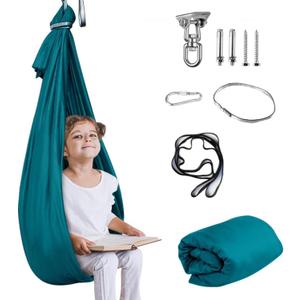 Therapy Swing for Kids with Special Needs (Hardware Included) Snuggle Swing Cuddle Indoor Outdoor Adjustable Hammock for Children with Autism, ADHD, Aspergers, Sensory Integration (Cyanic)