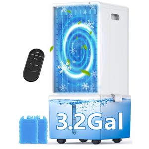 4-IN-1 Portable Air Conditioners w/ 4 Modes & 4 Speeds, LED Touch Screen, Waterless Alert System & 3.2-Gal Tank for 24H Cooling, 12H Timer for Auto-Off, Remote, Evaporative Air Cooler for Home