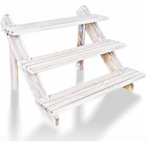 Vintage White Display Riser, Earring Display Stands, Showcase Cascading Merchandise Organizer Tray Vendor Display Supplies for Tabletop Shows Solid Wood (3tier)