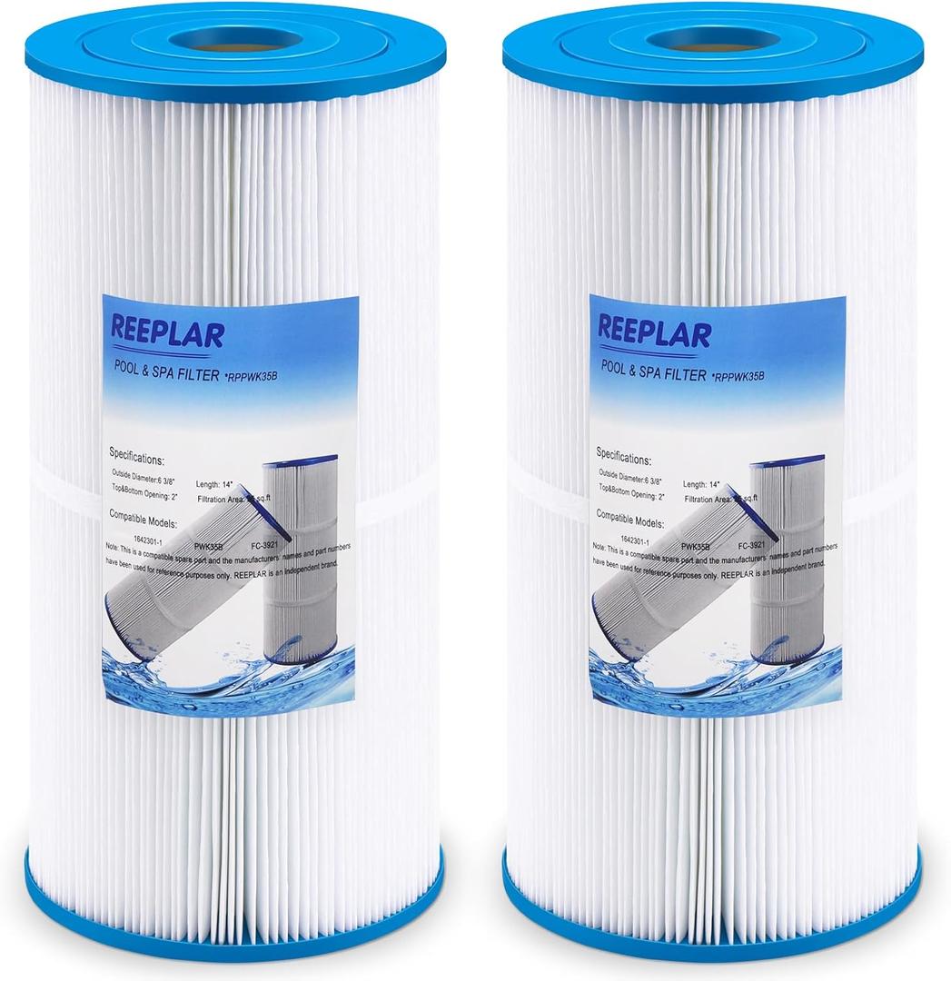 REEPLAR PWK35B Replaces Hot Springs Limelight Spa Filters, Compatible with Watkins 1642301-1, 78161, 78286, Filbur FC-3921, Hot Spring Limelight Series Filter Cartridge,35 sq.ft - 2 Pack
