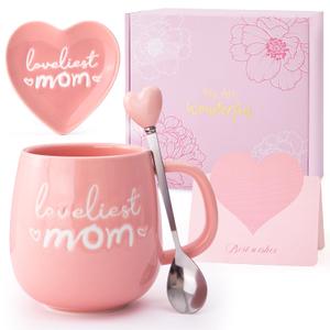 Mothers Day Gifts for Mom from Daughter Son, Moms Birthday Gifts - Loveliest Mom Cup - Mother's Day Coffee Mug Jewelry Dish Gift Set for Mummy Mother Personalized Useful Unique Gift for Moms