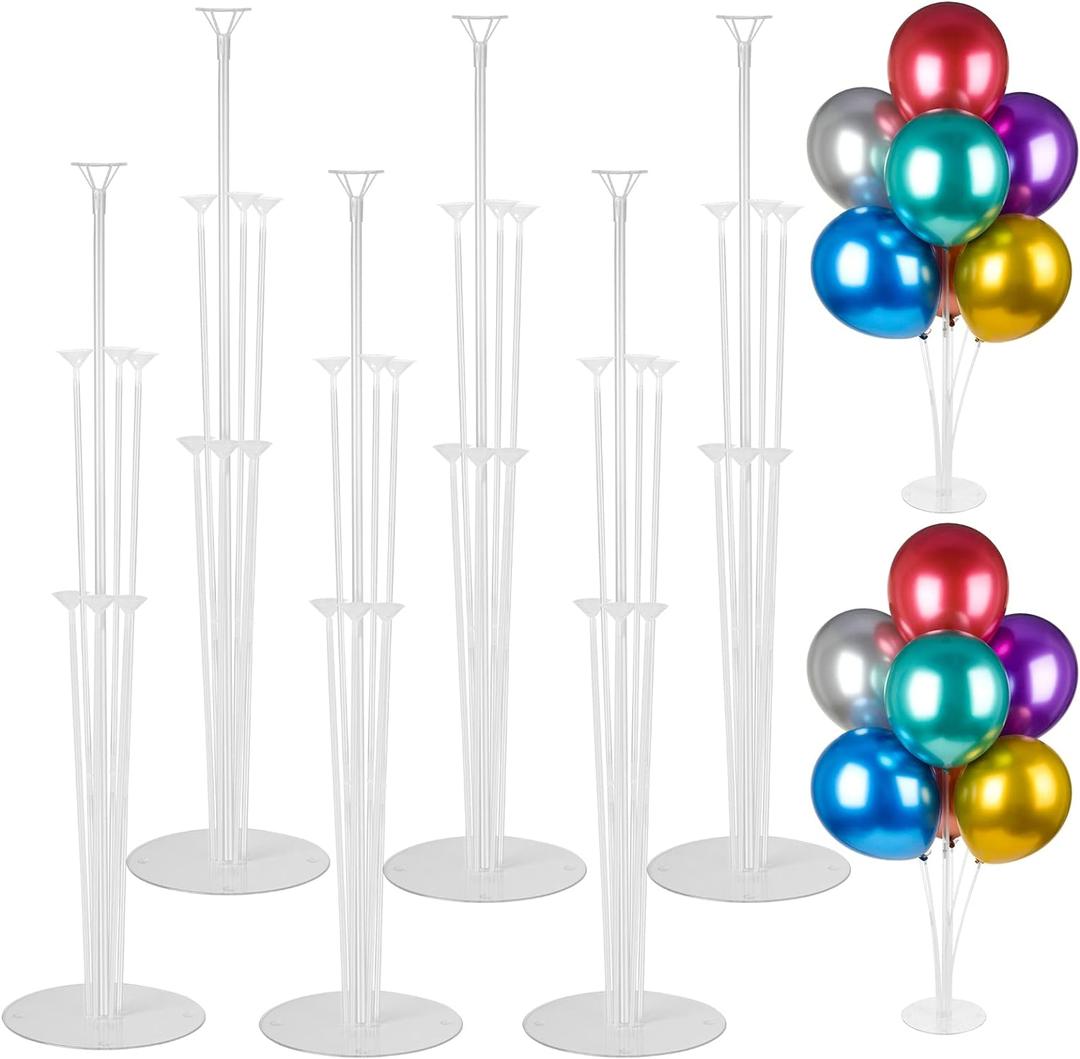 6 Sets Balloon Stand Kits, Balloon Sticks Holders with Base for Table Graduation Birthday Baby Shower Gender Reveal Party Decorations