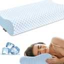 Cervical Pillow for Neck Pain Relief, Contour Memory Foam Pillows for Sleeping, Ergonomic Pillow Adjustable Orthopedic Cooling Pillow Bed Pillow Neck Support for Side Back Stomach Sleepers(Blue)