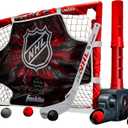 Franklin Sports NHL Kids Knee Hockey Goal Set - Mini Hockey Net + Stick Set - Automatic Ball Passer, Goal & Target