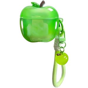Cute Apple-Shaped Case for Airpods Pro 3 with Lanyard (Green)