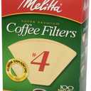 Melitta #4 Cone Coffee Filters, Unbleached Natural Brown, 100 Total Filters Count 