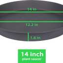 4 Pack of 13 14 inch Plant Saucer (12.2 Inch Base), Heavy Duty Plastic Plant Drip Trays 14" Round, Plant Trays for Indoors, Bird Bath Bowls, Plate for Planter 12-14" (14 inch, Cement Gray)