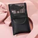 Professional makeup brush set 5-Piece Makeup Brush Set Foundation Brush with Travel Makeup Bag(Coffee color), Brown