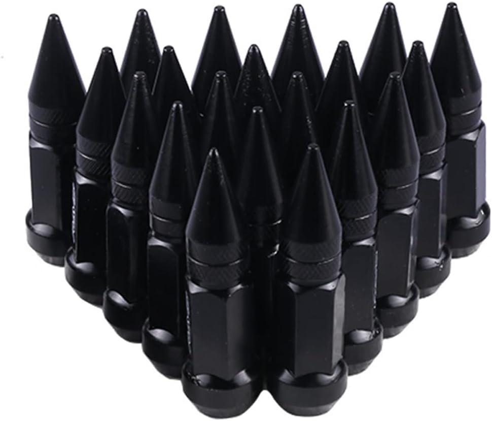 20PCS M12x1.5 Car Wheel Lug Nuts with Pointed Cap, 60mm Height Aluminum Anti-Corrosion Automotive Wheels Rims Lug Nuts, Vehicle Cap Spiked Extended Tuner, Automotive Exterior Accessories (Black)
