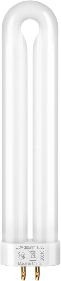 GOOTOP Replacement Bulb for Zap T6 Pro, K15, T9,X3 Bug Zapper, 15W, 4-Pin Base, U-Tube Bulb Twin Tube Bulb