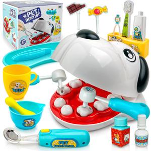 SMILESSKIDDO Dentist Kit for Kids - 26 Pcs Doctor Play Set with Dental Tools and Medical Accessories, Pretend Play for Toddlers - Educational Gifts for Girls Boys 3 4 5 6 7 8