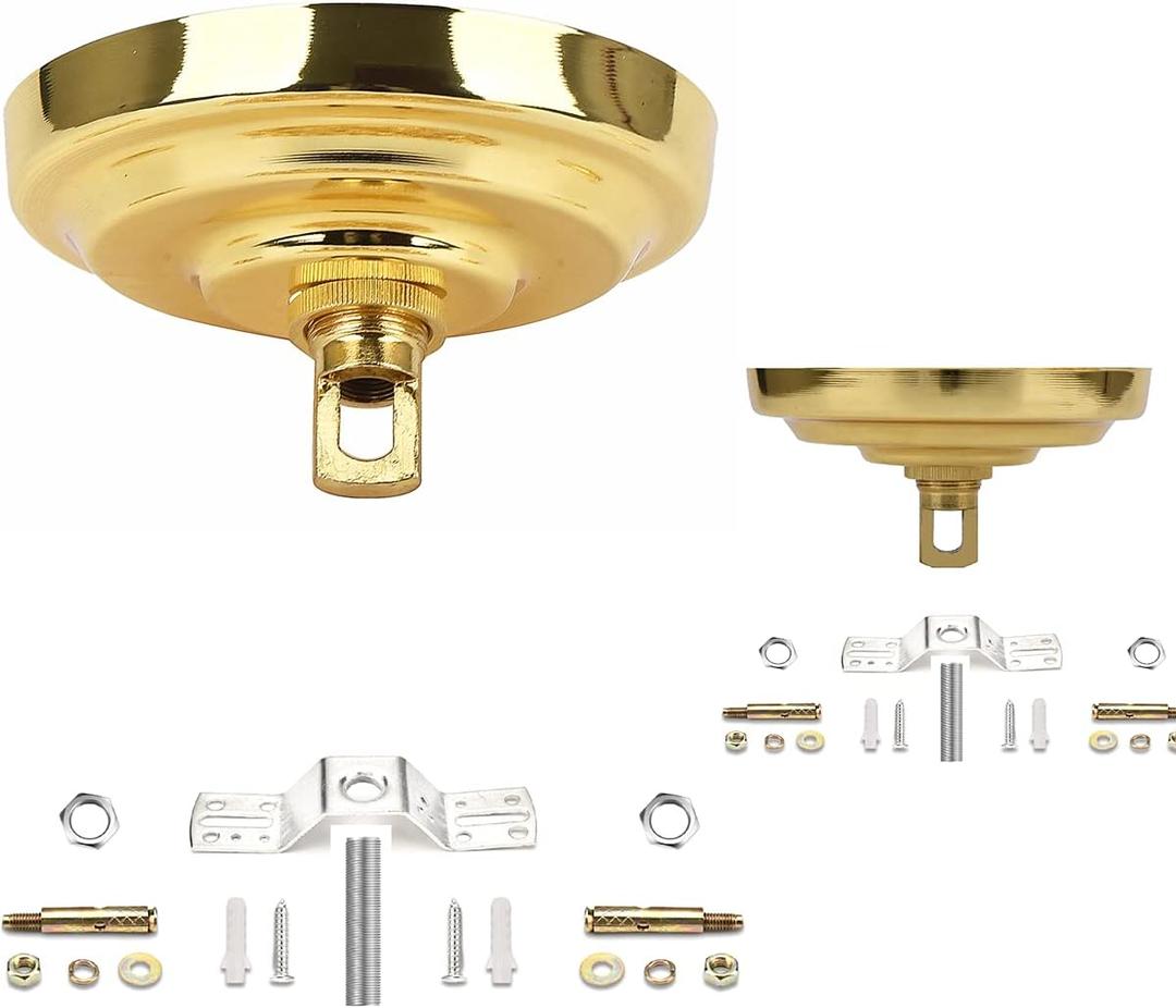 Sangle Soppfy Vingage Canopy Kit and Pendant Light Fixture Chain for Chandelier or Swag Light Fixtures,Maximum Weight of 60 Pounds, 6 feet,Heavy Duty,5 Inches Diameter (Pure Gold - 2 Set)