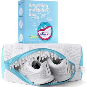 XXL Shoe Washing Machine Bag, Laundry Shoe Bag for Washer and Dryer, Laundry Shoe Bag Protect Sneaker, Running Shoes, Bras, Delicates and Toys, Includes 2 Shoes (White 1 Pack)