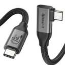 Silkland 80Gbps Right Angle USB 4 Cable for Thunderbolt 5 Cable 5FT, 120Gbps Bandwidth for 16K/Dual 8K, 240W, 90 Degree Braided USB C Video Cable Compatible Thunderbolt 4/5, MacBook M4 Pro,Dock