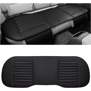 Leather Car Seat Cover, Breathable Rear Seat Bottom Cushion Pad Filling Bamboo Charcoal, Comfortable Anti-Slip Vehicle Long Bench Cover with Storage Pockets, Car Accessories (Black)