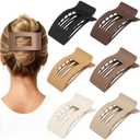 French Flat Hair Clips for Women 6pcs Hair Claw Clips for Thick or Thin Hair Matte Claw Clips for Girls Barrettes Non-Slip Strong Hold Hair Accessories for Women (Brown)
