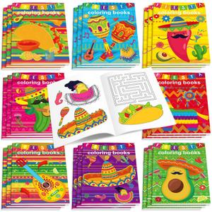 Faccito 24 Pcs Mini Fiesta Coloring Books Bulk Mexican Painting Book Small Color Drawing Booklets DIY Drawing Activity Book Heritage Celebration Coloring Booklets for Mexican Day Kids Party Favor