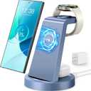 Wireless Charger for Samsung: 3 in 1 Wireless Charging Station for Samsung Galaxy Watch 8 7 6 5 4 3 Pro Classic Galaxy Buds - Blue