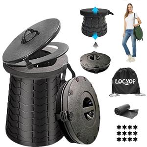 XXL Portable Toilet for Camping,19.7" H Adjustable Folding Toilet with Lid,Carry Bag,Capacity 880lbs,Retractable Portable Potty for Camping,Hiking,Travel,Car,Boat,Tent