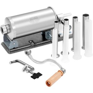 Sausage Stuffer, 2.5LBS Stainless Steel Horizontal Sausage Maker, Homemade Manual Meat Filling Kitchen Machine with 8 Stuffing Tubes