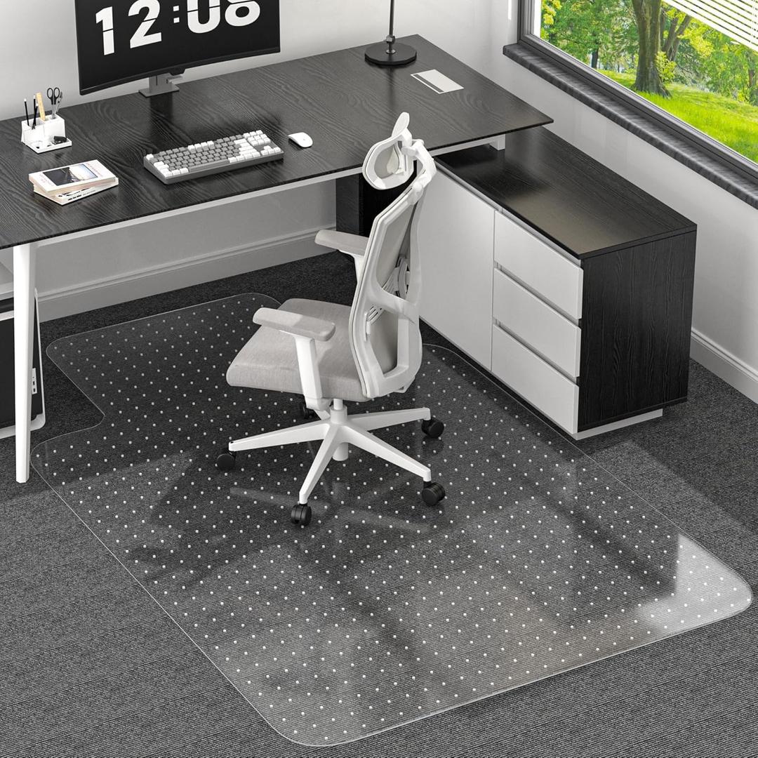 Office Chair Mat for Low Pile Carpeted Floors with Lip, 48" x 60"