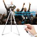 Fotopro 60" White Camera Tripod for iPhone with Remote Lightweight Aluminum Phone Tripod with 3-Way Pan Head, Adjustable Phone Mount & Carry Bag Portable Travel Tripod for Canon, GoPro, Vlogging