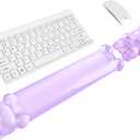 Gel Keyboard and Mouse Wrist Rest Set  Clear Wrist Rest for Computer Keyboard 60%/68%/75%, Comfort & Support for Typing and Gaming(Cute Purple Bear)
