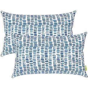 LVTXIII Set of 2 Patio Lumbar Pillows, 12”x20” Fade Resistant Outdoor Lumbar Pillow with Inners, Fluffy Decorative Garden Lumbar Cushions for Home Patio Coach Sofa Use, Pebble Blue