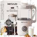 9 pcs Nexari 8-in-1 Nut Milk Maker Machine  1.2L Stainless Steel & Glass | Almond, Oat, Soy, Coconut Machine | Blenders | Plant-Based Smoothie Blender, Milk Frother & Milkshake maker | Self-Cleaning