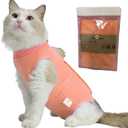 Cat Recovery Suit Female Kitten Onesie for Cats After Surgery Female Spay Surgical Abdominal Wound Skin Diseases Cone Collar Soft Alternative Wear (Orange, M)